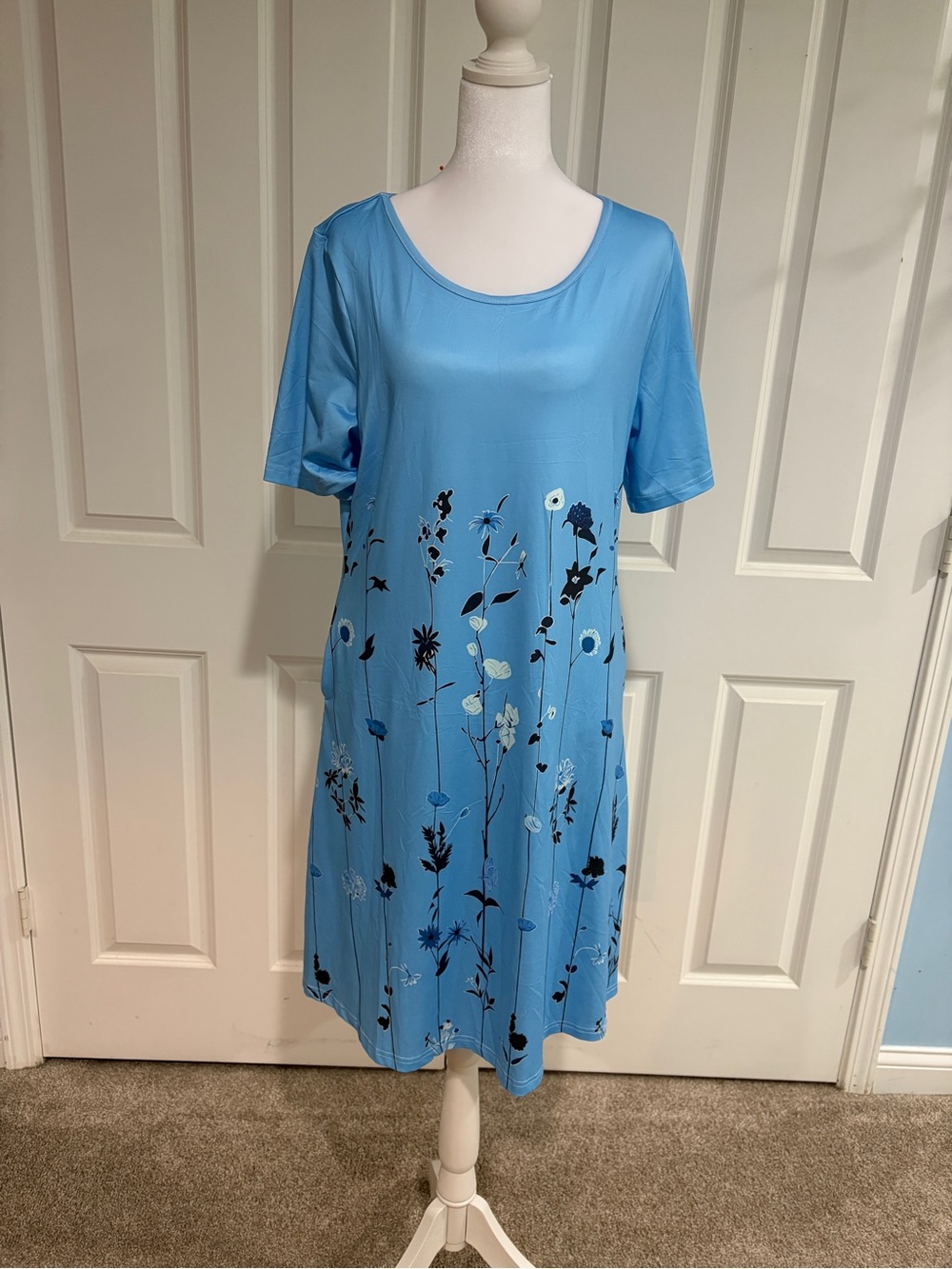 Amazon Light Blue Floral Midi Dress